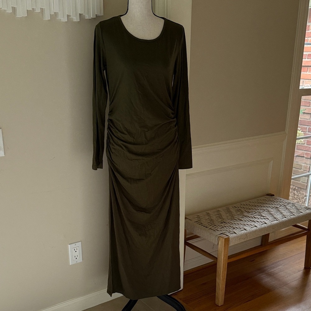 NEW Smallshow Olive Green Long Sleeve Maternity Dress